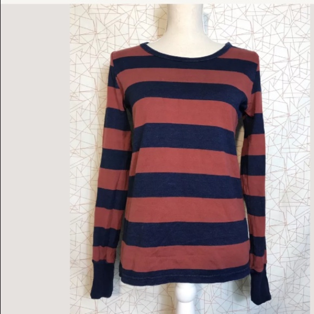 Visvim WMV Long Sleeve Cotton Red Blue Stripe